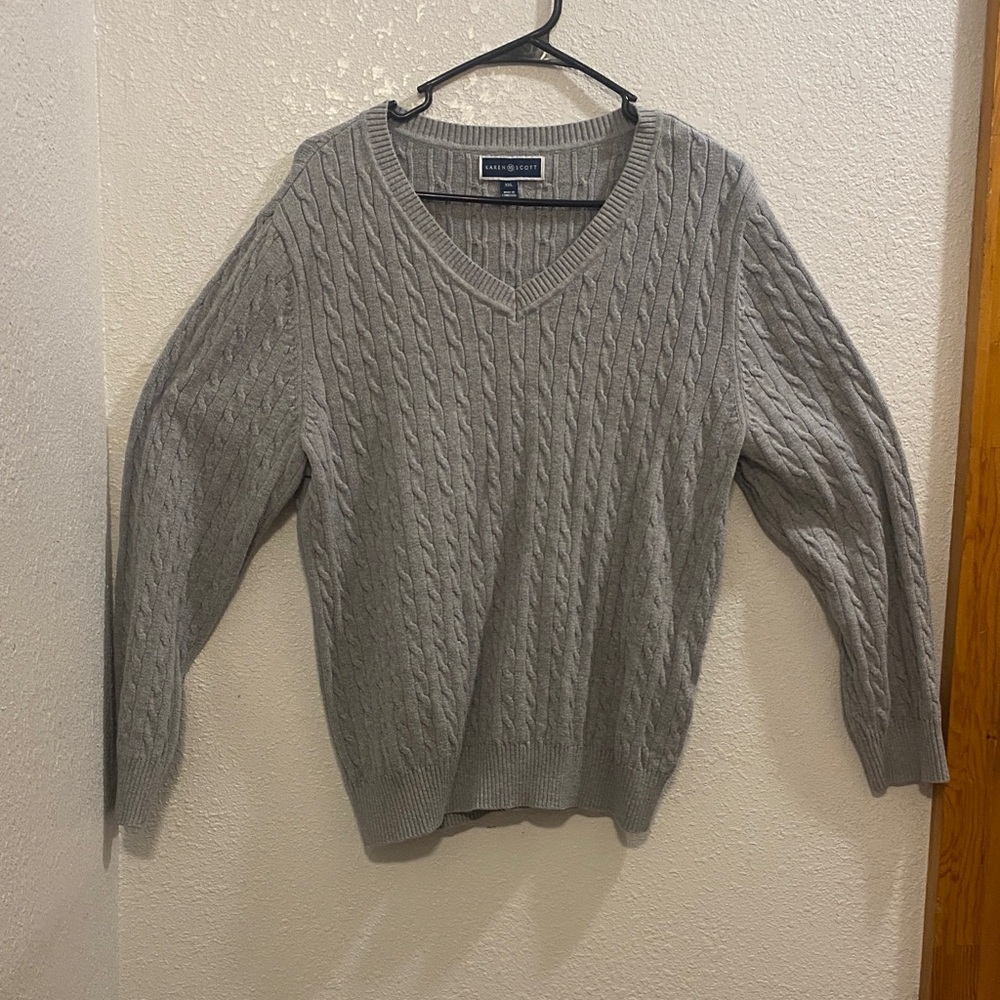 Brooks Brothers Light Gray V-Neck Sweater